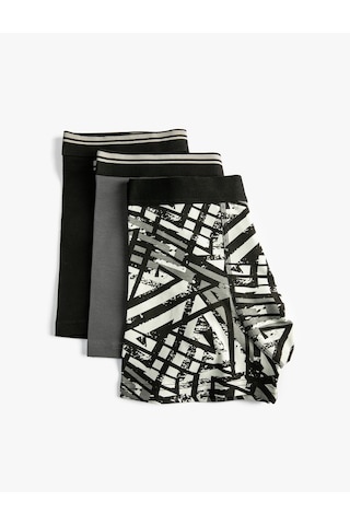 Koton 3'lü Boxer Seti Baskılı Beli Lastikli Pamuklu Gri Desenli 4wlm90019mk Gri Desenli