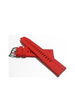 Fado 20 Mm Akıllı Pimli Oluklu Kırmızı Silikon Saat Kordonu Kayışı 79 Kırmızı