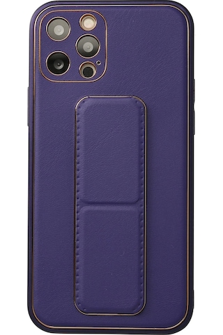 Newface Apple iPhone Uyumlu 12 Pro Kılıf Coco Deri Standlı Kapak Semeglbl - 11 - Mor