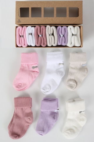 Organik Pamuklu 6'lı Yenidoğan Bebek Çorap Pembe