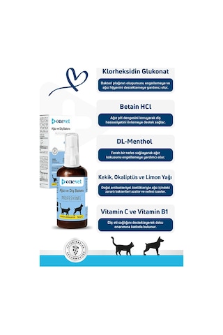 Onevet Kedi ve Köpekler İçin Ağız ve Diş Bakımı Destekleyici Damla 50 ml