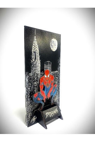 Dükkan Design Lazer Kazıma El Boyama Örümcek Adam Ahşap Biblo Demonte