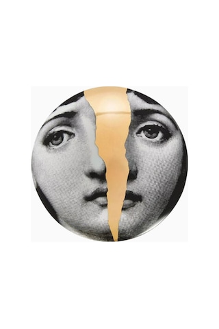 Fornasetti Tema E Variazioni N.10 Yuvarlak Porselen Mücevher Kutusu Saklama Kutusu Siyah-beyaz-gold