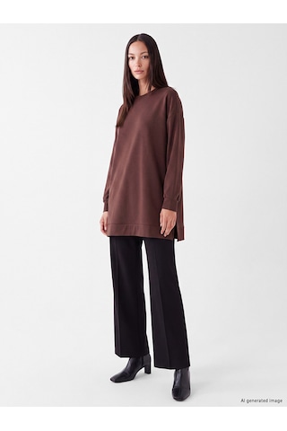 LC Waikiki Lc Waıkıkı Kahverengi Soft Touch Kadın Sweatshirt Tunik