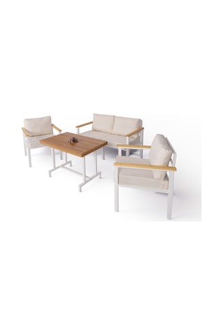 Neokas Metal Bahçe Oturma Grubu, Balkon Takımı, Kafe Koltuğu, Bekleme Alanı Koltuğu, 1 + 1 + 2 + Masa Beyaz