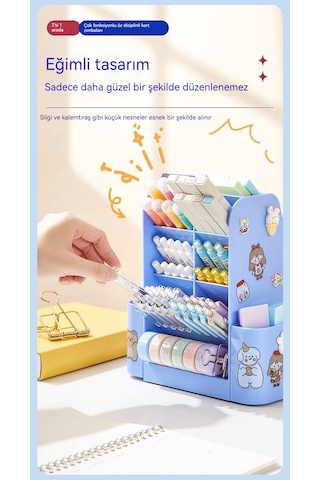 Hqgoodstore Yeni Masaüstü Öğrenci 360 Derece Döner Çok Fonksiyonlu Öz Disiplinli Öğrenme Erkek Ve Kız Kart Zımbalayıcı Mavi Çok Fonksiyonlu Öz Disiplinli Döner Kalem Tutucu Yükseltme-mavi