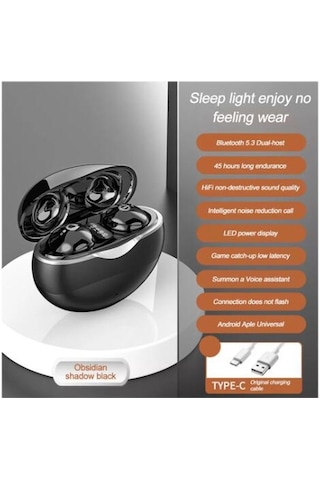 Jeemson Küçük Boyutlu Gizli Tws Bluetooth 5.3 Kulaklık, Uzun Pil Ömrü, Dijital Pil Göstergesi, Yüksek Kaliteli Stereo Ses, Akıllı Gürültü Engelleme - Siyah