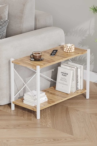 Koltuk Yani Sehpa Beyaz Profil Çam Sunta 60x24x44 Cm Mtl024 Beyaz-çam