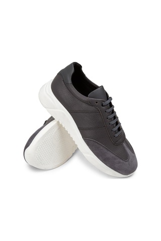 Deery Hakiki Deri Gri Erkek Sneaker Ayakkabı - 01961Mgrıp01 Gri