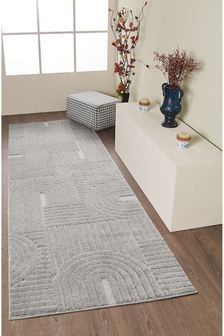 Mariesse Home Elit Bukleli Yumuşak Koridor Kesme Yolluk Dokuma Makine Halısı Yb0691b Gri