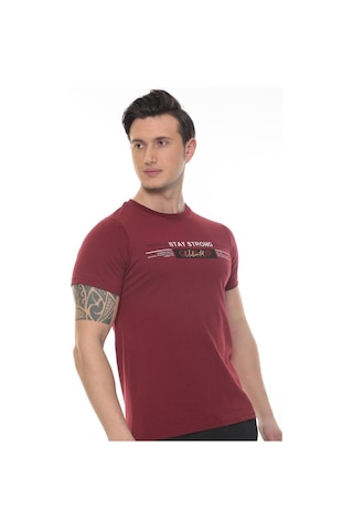 Fore Sport Erkek Stay Strong Baskılı T-shirt Bordo