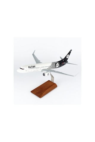 Thy037 1/100 Ölçek, Thy Altay Spor Logolu B737-800 Yolcu Uçağı, Sergilemeye Hazır Ahşap Standlı Model-56287