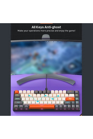 Xindoker 68 Tuşlu Mekanik Klavye - Rgb Aydınlatma, 10 Işık Modu, Çıkarılabilir Kablo, Çoklu Sistem Desteği, Dayanıklı Tuşlar