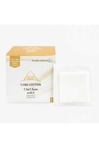Ada Steril Gazlı Bez Kompres 7,5x7,5 Cm %100 Pamuk 4 Kat 100'lü Paket