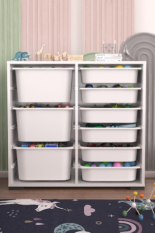 Carla 9 Sepetli Çok Amaçlı Oyuncak Dolabı Beyaz