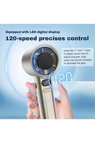 Fosenze Usb Şarjlı Elden Fan, 120 Seviye Sürekli Hız Ayarlamalı, Turbo Motorlu, 1800mah Dahili Pil, Beyaz