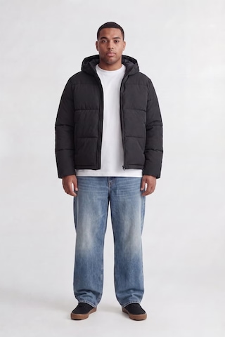 Jack & Jones Plus Jjgalaxy Büyük Beden Kapitoneli Kapüşonlu Şişme Mont Erkek Mont 12303958 Siyah