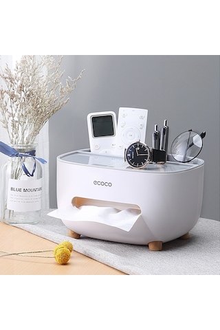 Tenfowee Krem Renkli Modern Minimalist Ev Ofis Masaüstü Katlanabilir Tuvalet Kağıdı Kutusu Kumanda Tutucu Organizer Krem