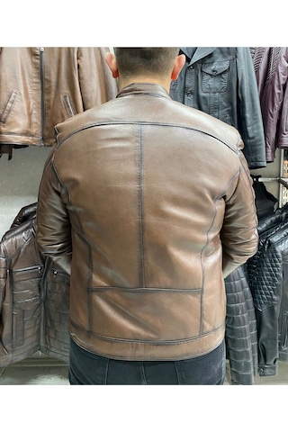 Nyc Giyim Tekstil & Deri Spor Ceket Hakiki Deri Slim Fit ,gündelik,mevsimlik Kahverengi