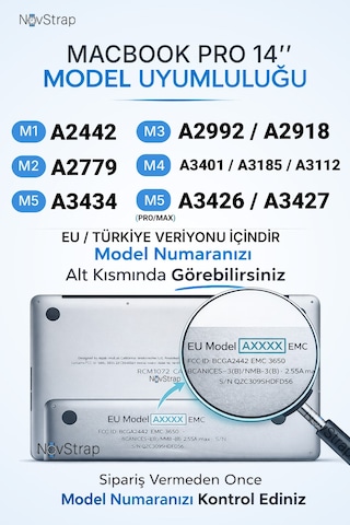 Novstrap Apple Macbook Pro 14 İnç M3 A3401 A3185 A3112 İle Uyumlu Türkçe Q Gri Füme Silikon Klavye Koruyucu Kılıf