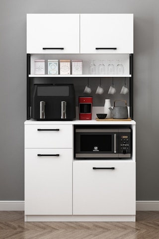 Ervin Kahve Köşesi Airfry Kiler Dolabı Beyaz Beyaz