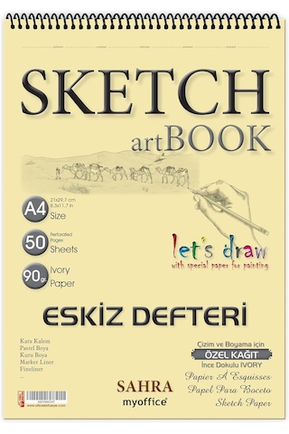 Folıx Art Sketchbook Ivory Spiralli A4 Çizim Ve Eskiz Defter 50 Çok Renkli
