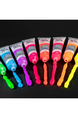 Fluoro Akrilik Boya Seti, 8 X 1 Oz 36 Ml Tüp, 8 Renk, Tuval, Kart, Kağıt Ve Ahşap Dahil Olmak Üzere Çoğu Yüzey Genel