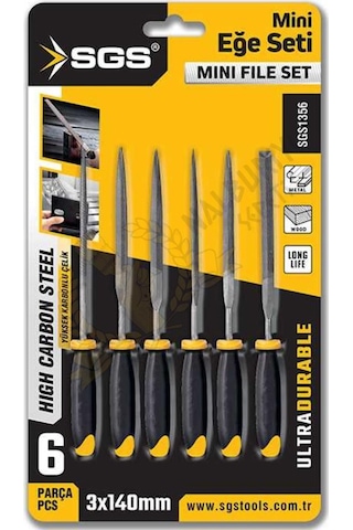 Sgs Saplı Mini Eğe Seti Ahşap Ve Metal 3 X 140 Mm. - 6 Farklı Parça
