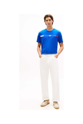 Tommy Hilfiger Brand Love Strıpe Tee - Logo Baskılı T-shırt Blue