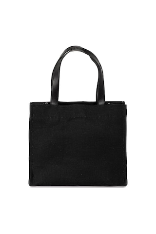 Siyah The Icone Bag Paris İşlemeli Tote Kadın Kol Çantası Ve Omuz Çantası Orta Boy Siyah