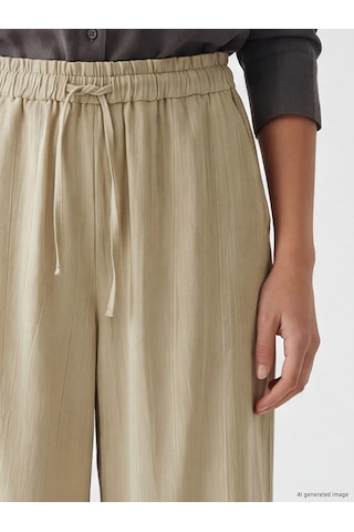Lcw Modest Bej Beli Lastikli Dokulu Kadın Pantolon