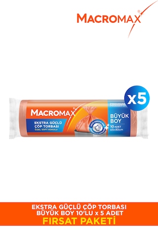 Macromax Büzgülü Çöp Torbası Papatya Büyük Boy- 10'lu X 5