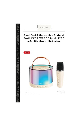Özel Seri Eğlence Ses Sistemi Parti F47 20w Rgb Işıklı 1200 Mah Bluetooth Kablosuz