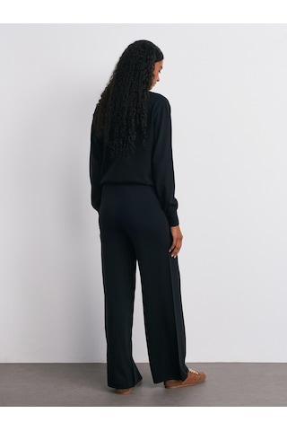 Dilvin 70163 Beli Lastikli Yünlü Triko Pantolon-siyah Siyah