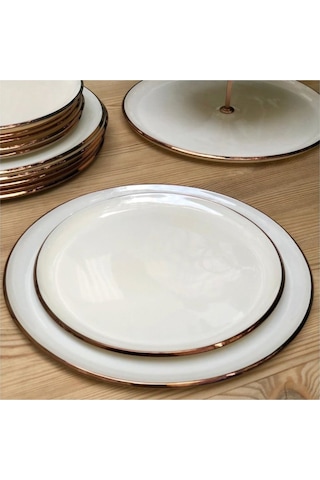 Glore 21 Cm Solid Krem Pasta Tabağı 6 Lı Rose Gold 25025 Krem