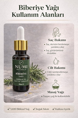 Biberiye Yağı 20 Ml Saf Uçucu Biberiye Yağı Saç Bakım Yağı, Aromaterapi Ve Masaj Yağı