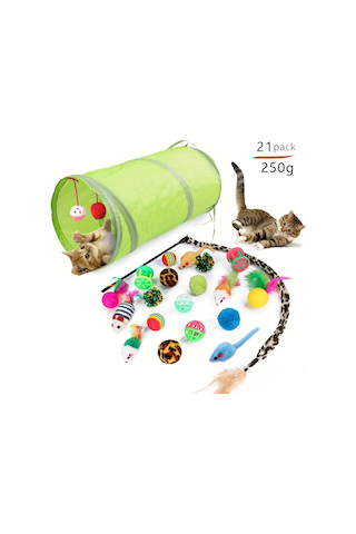 Kedi Oyuncakları Yavru Kedi Oyuncak Tüneli, 21 Parça İç Mekan İnteraktif Oyuncak Katlanabilir Kedi Tünelleri, Kedi Tüneli 57084434