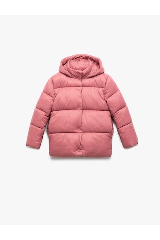 Koton Uzun Kollu Çıtçıt Kapamalı Kapşonlu Şişme Mont Pembe 6wkg00028aw Gül