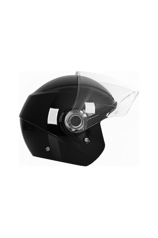 Gp Gx Mks005-Gb Şeffaf Vizörlü Motosiklet Yarım Kask Siyah