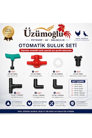 17 Parça Otomatik Yaylı Çanak Suluk Seti 5 Li Yaylı Çanak Suluk Tavuk Güvercin Bıldırcın Suluk Sistemi Depodan Hortumla Kullanım