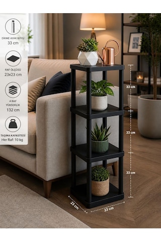Sakura 4 Katlı Çiçeklik Saksılık Siyah