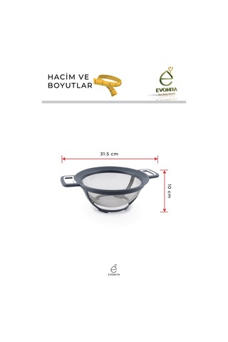 Paslanmaz Çelik Büyük Süzgeç 31.5 Cm Çift Kulplu Makarna Pirinç Süzgeci İnce Telli Meyve Sebze Şeffaf