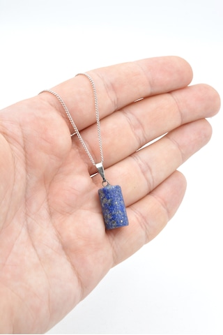Hakiki Doğal Lapis Lazuli Taşı Kolye Ucu Lacivert