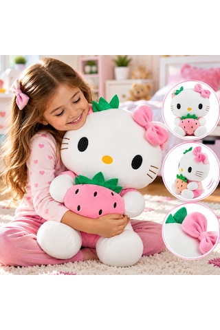 Oyuncak Hello Kitty Peluş Büyük Boy Yumuşak Sevimli Hediyelik Oyun Arkadaşı 40 Cm Pembe