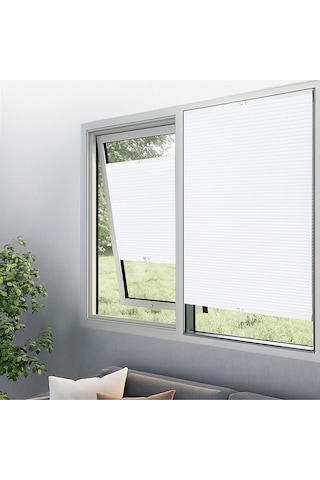 Perdema Kancalı/vidalı Honeycomb Plise %100 Karartma Cam Balkon Perdesi - Ofis Perdesi - Mutfak Perdesi Beyaz