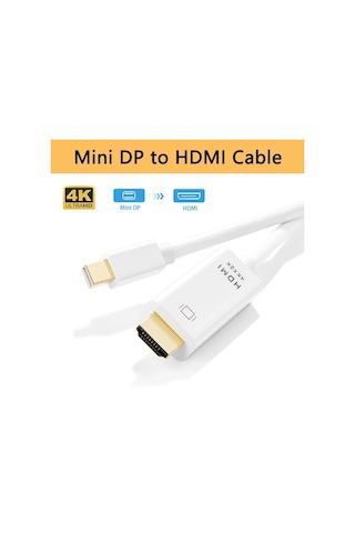 Minidisplayport Hdmi Çevirici 1.8 Metre 4k Mini Displayport Hdmi Kablo