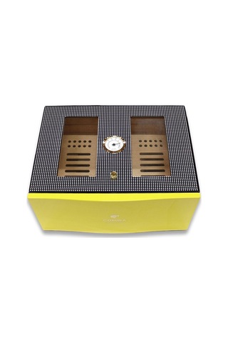 Cohiba Camlı Puro Kutusu Humidor Sarı 70's