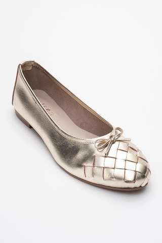 Luvishoes Luvi Shoes 03 Altın Cilt Hakiki Deri Kadın Babet Ayakkabı Altın