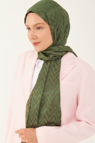 Mirsoy Scarf Zikzak Desen Parlak Jakar Şal - Yeşil Yeşil