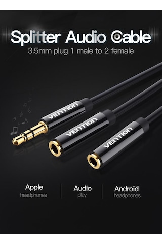 vention Stereo Aux Kulaklık Çoklayıcı 2'Li Ses Çoklayıcı